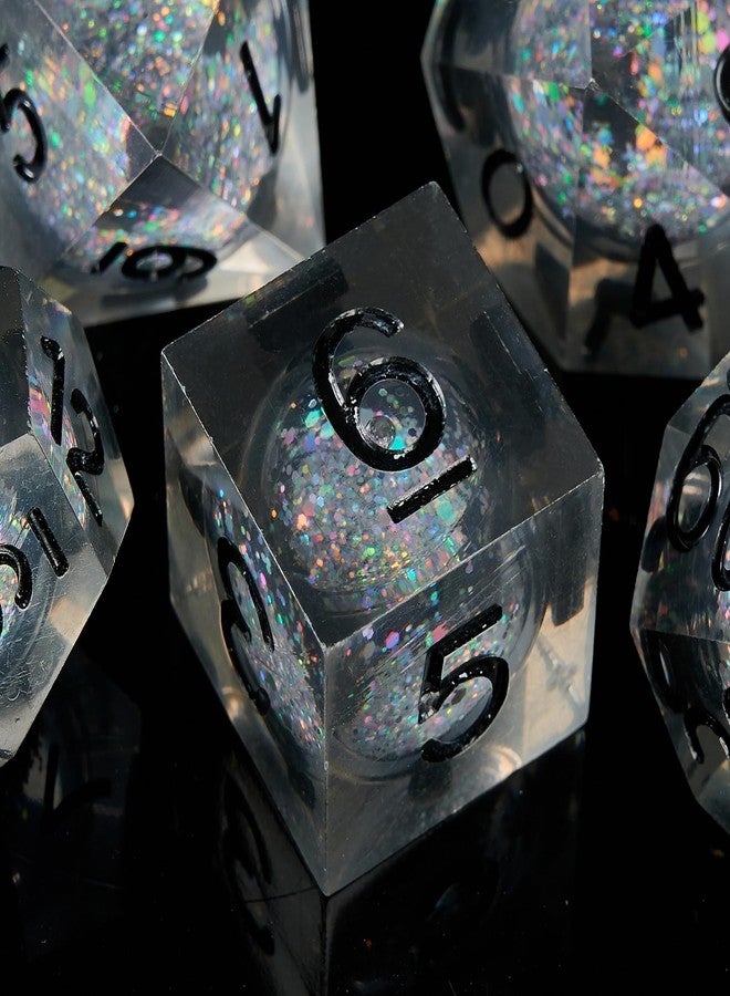 FugaCity DND Dice Set,Liquid Core Handmade Sharp Edge 7 Piece Resin Dice-Dungeons and Dragons Polyhedral Dice Set, D&D Dice Set with Gift Dice Case for RPG MTG Table Games （ - Image 4